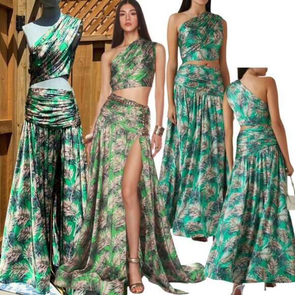 🆕 BRONX & BANCO 🧿 NWOT Jafari Havana Cut Out Gown, Vibrant Green - Sz M / US 6 - Picture 1 of 16